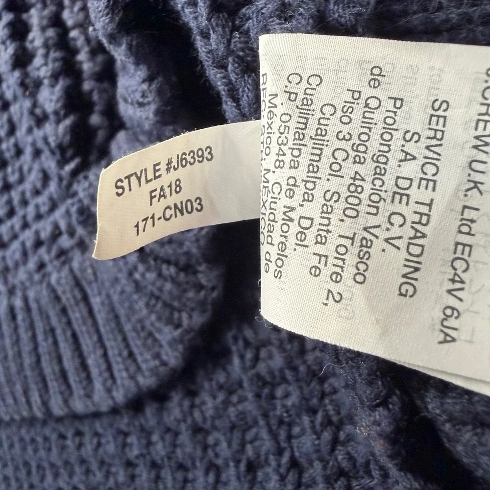 J.Crew Turtleneck Poncho Sweater Womens Sz M Blue Chunky Knit Button Sleeve Cozy